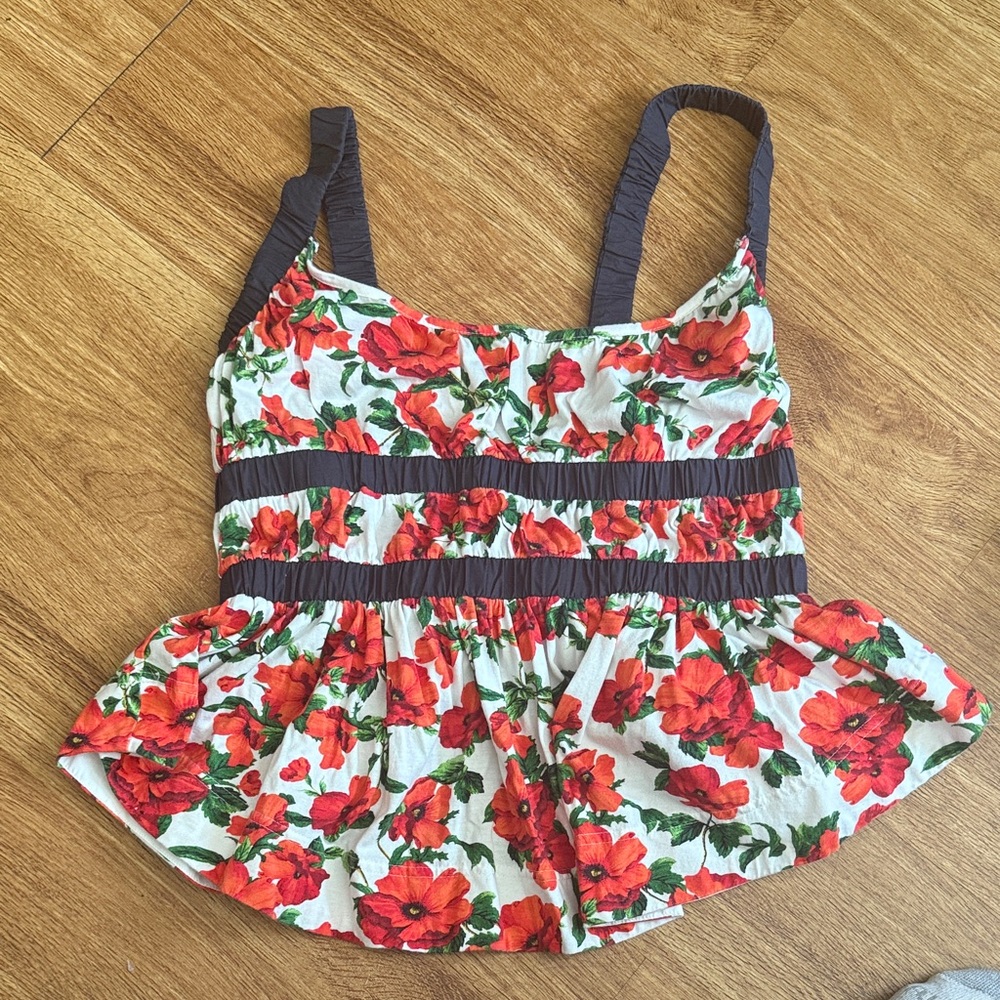 Anthropologie Maeve Floral Top in Pink and Green